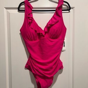 DKNY Pink Ruffle Swimsuit